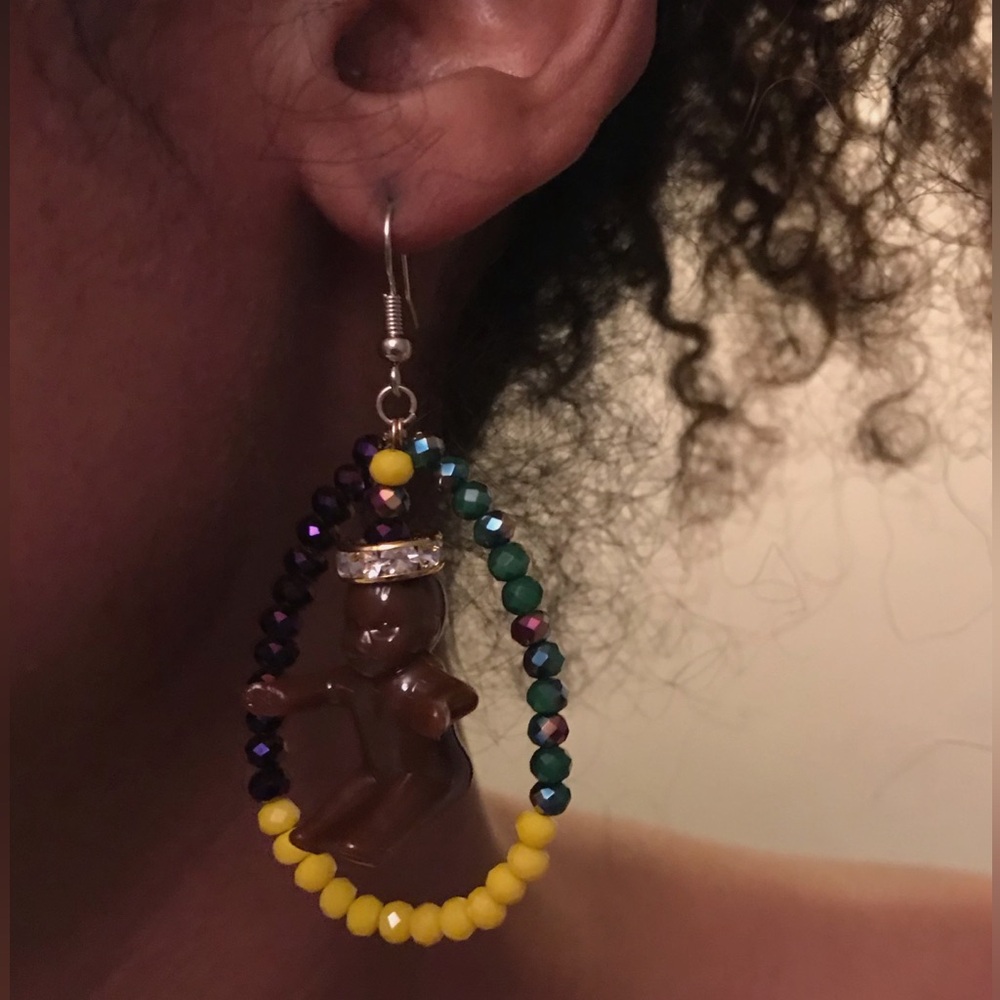 New Handmade Brown New Orleans Mardi Gras King Cake Earrings